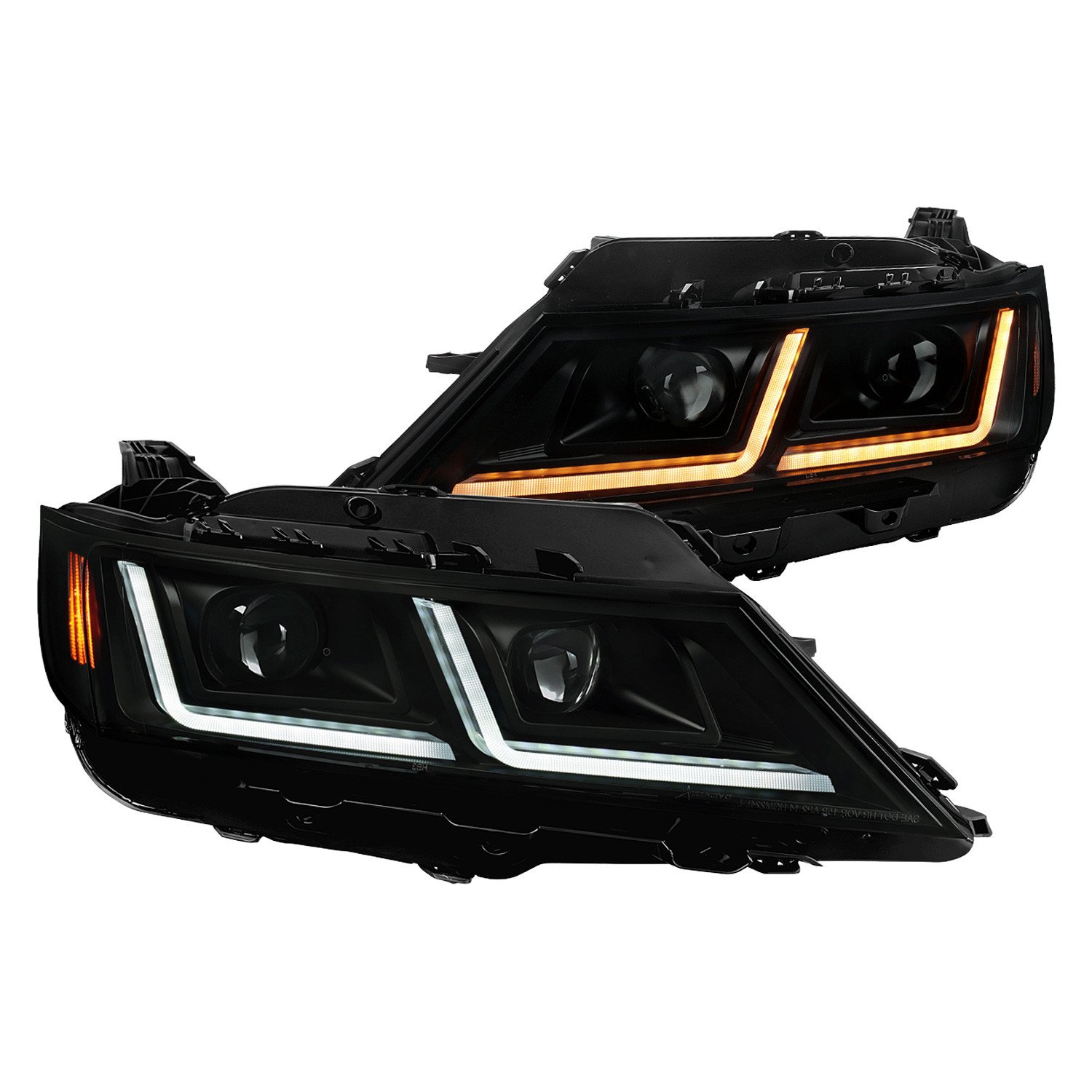 Fits 2014-2020 Chevy Impala LED DRL Sequential Project Headlights (Black Housing / Smoked Lens)