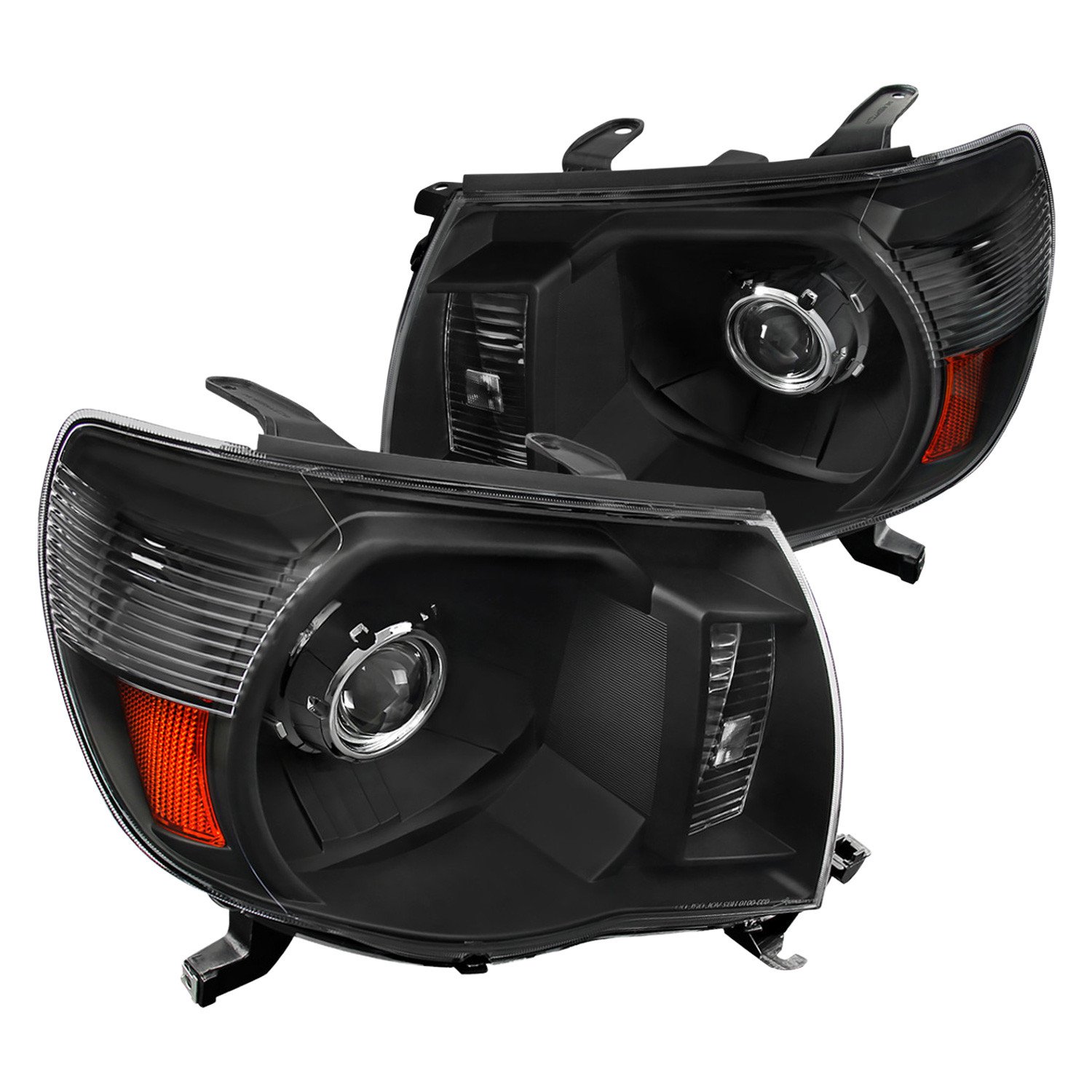 Fits 2005-2011 Toyota Tacoma Retro Style Projector Headlights (Matte Black Housing/Clear Lens)