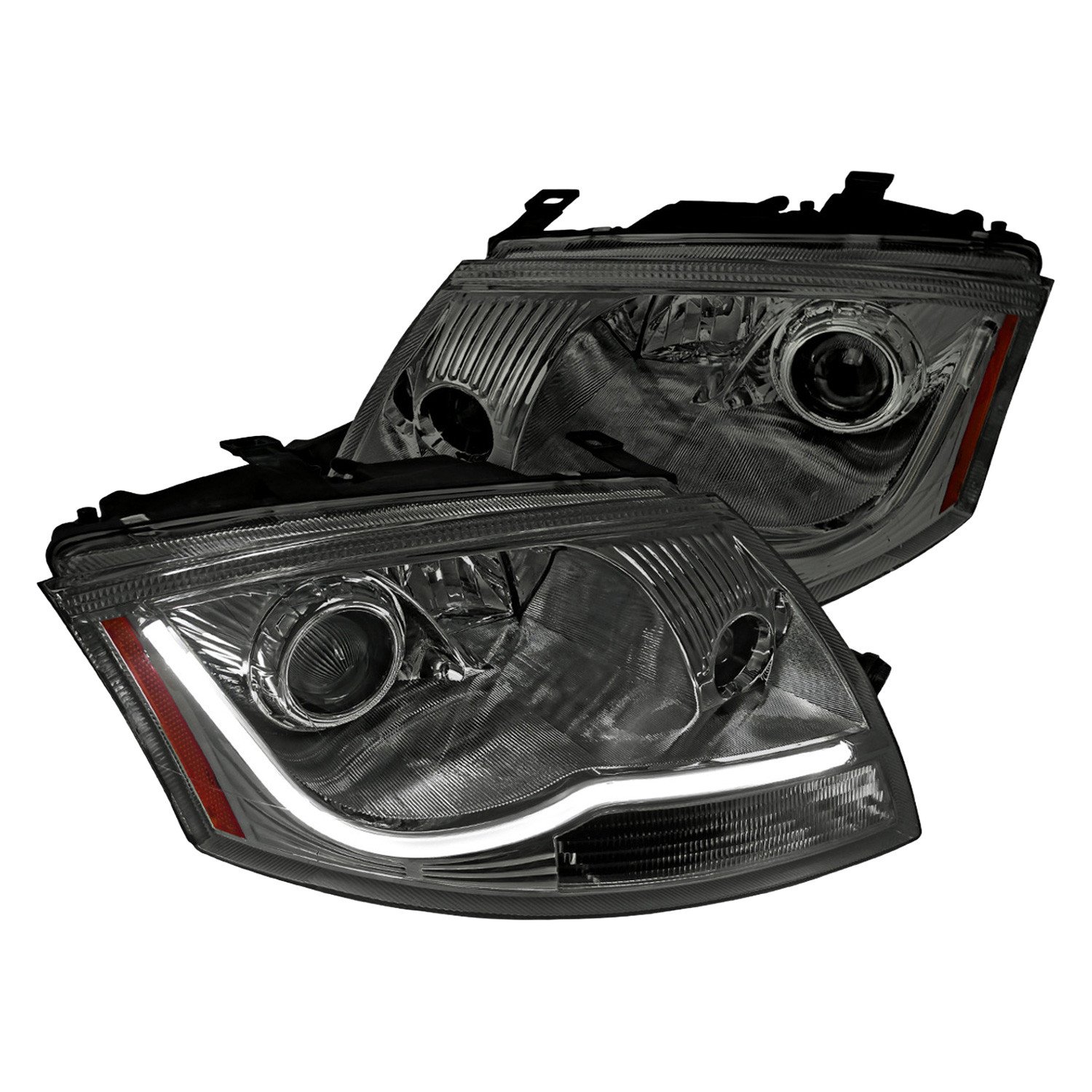 Fits 1999-2006 Audi TT LED Bar Projector Headlights (Chrome Housing/Smoked Lens)