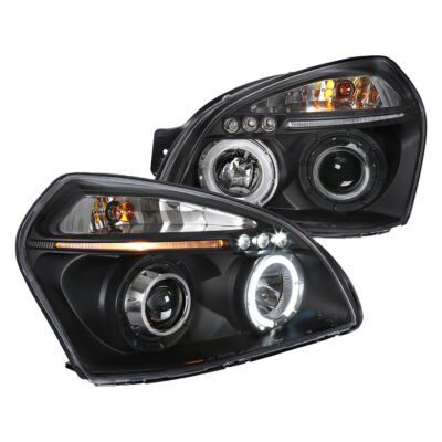 Fits 2005-2009 Hyundai Tucson Single Halo Projector Headlights (Matte Black Housing/Clear Lens)