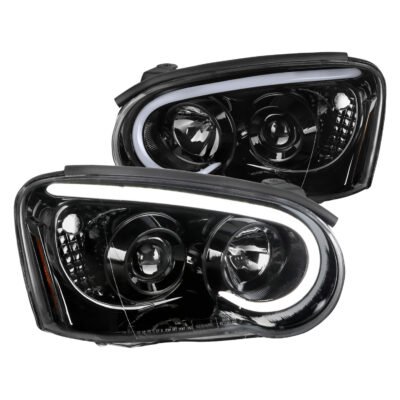 Fits 2004-2005 Subaru Impreza WRX/STI Outback Projector Headlights w/ LED Light Bar (Glossy Black Housing/Clear Lens)