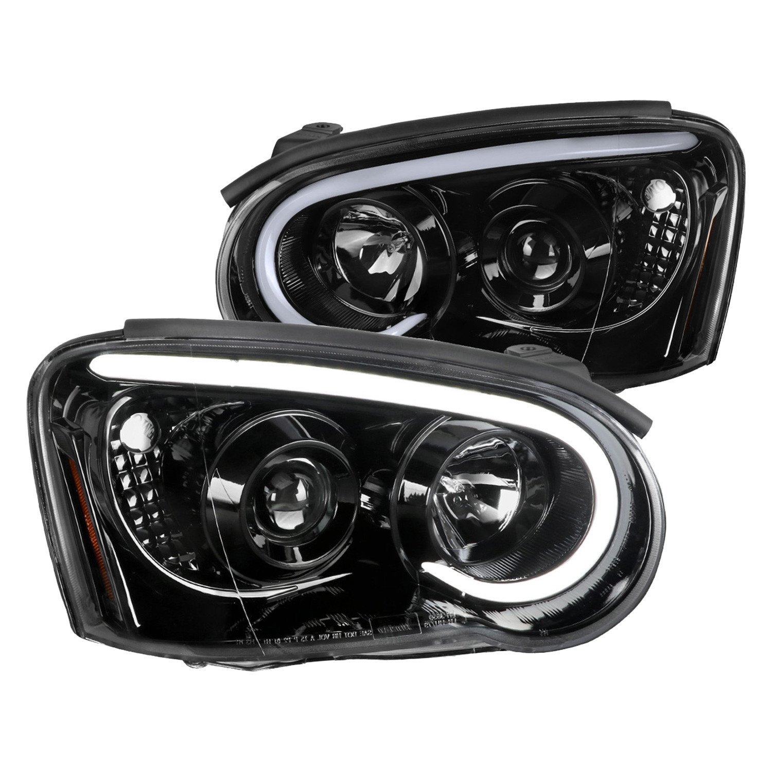 Fits 2004-2005 Subaru Impreza WRX/STI Outback Projector Headlights w/ LED Light Bar (Glossy Black Housing/Clear Lens)