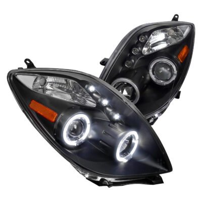 Fits 2006-2008 Toyota Yaris Dual Halo Projector Headlights (Matte Black Housing/Clear Lens)