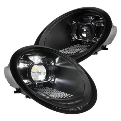 Fits 2005-2008 Porsche 911 997.1 LED Projector w/ DRL Headlights (Matte Black Housing / Glossy Black Accents / Clear Lens)