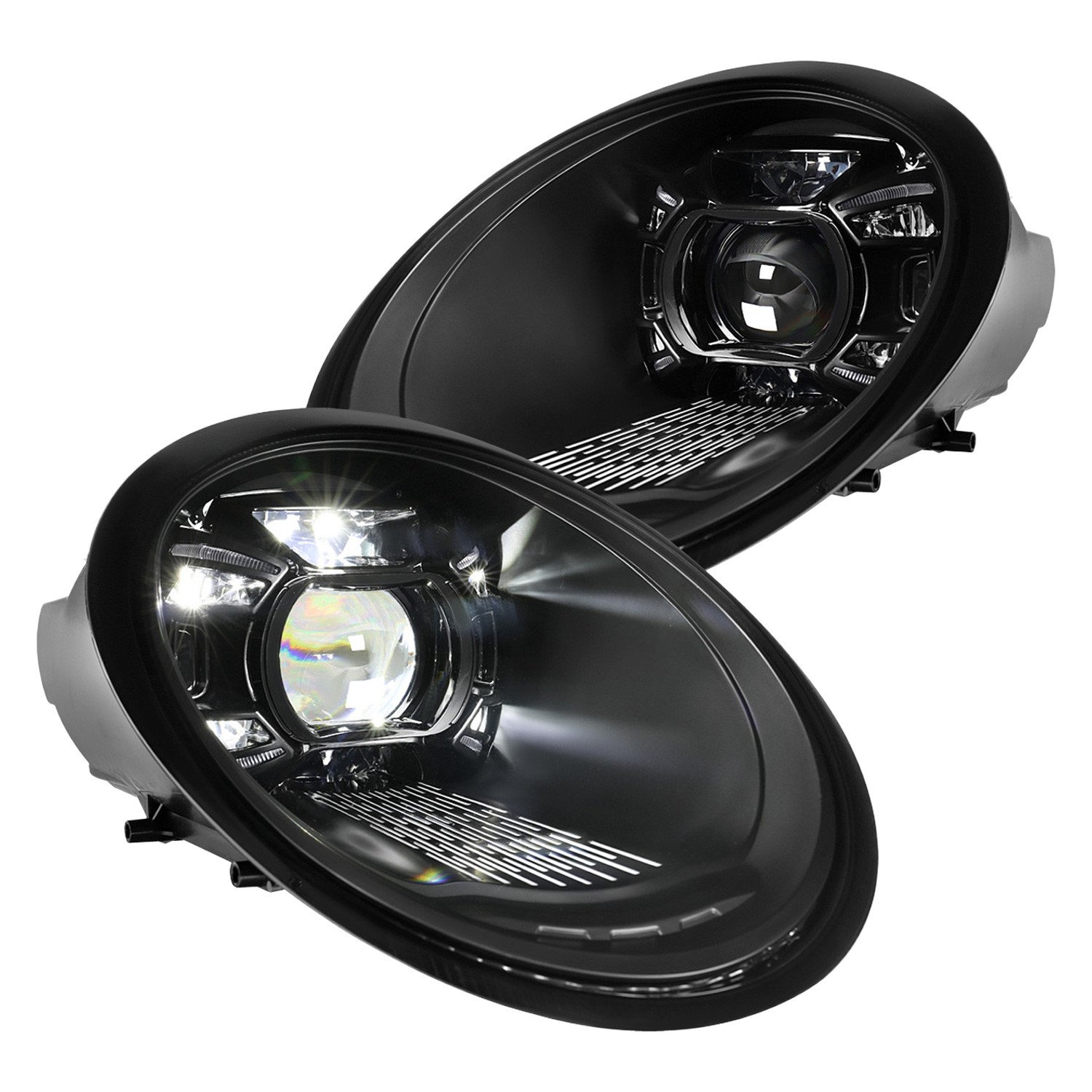 Fits 2005-2008 Porsche 911 997.1 LED Projector w/ DRL Headlights (Matte Black Housing / Glossy Black Accents / Clear Lens)