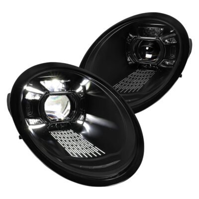 Fits 2009-2013 Porsche 911 997.2 LED Projector w/ DRL Headlights (Matte Black Housing / Glossy Black Accents / Clear Lens)