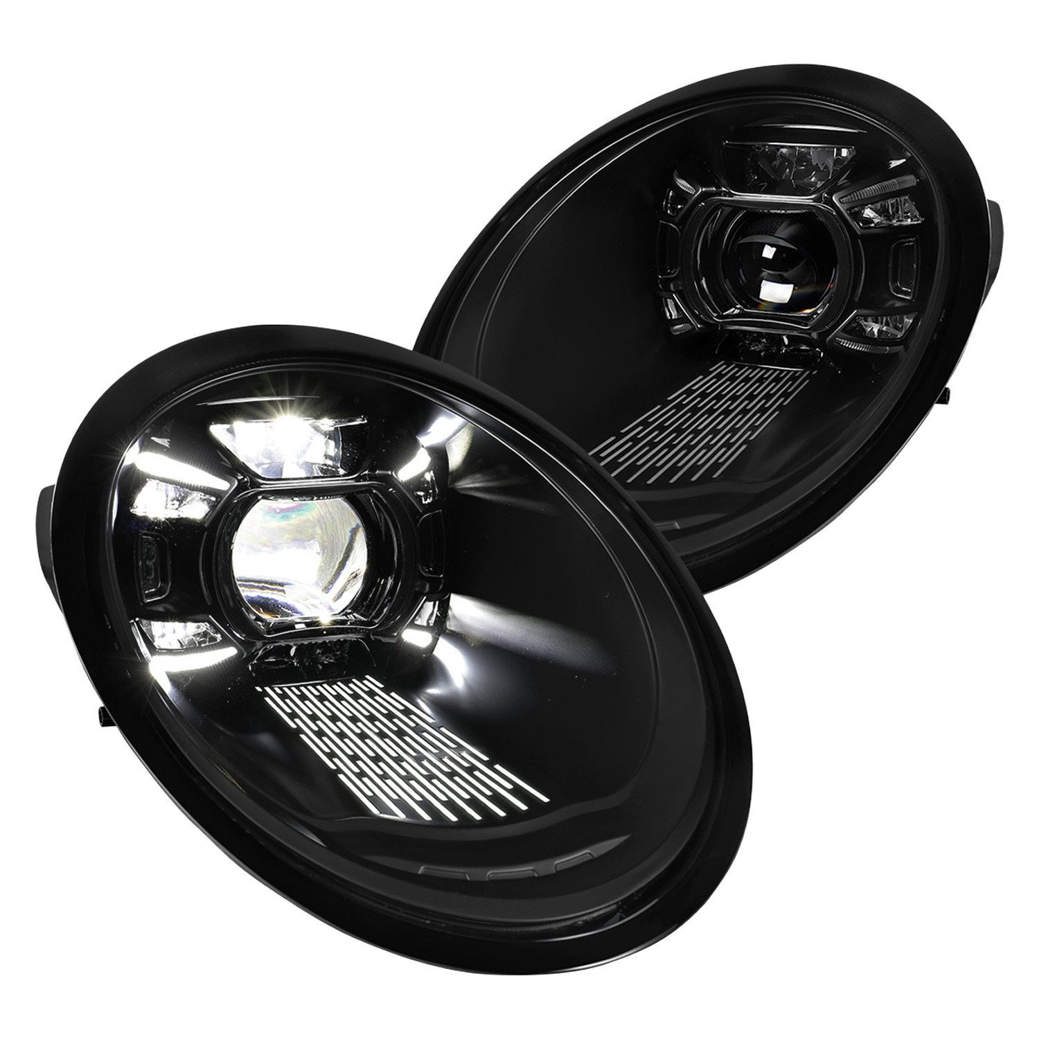 Fits 2009-2013 Porsche 911 997.2 LED Projector w/ DRL Headlights (Matte Black Housing / Glossy Black Accents / Clear Lens)