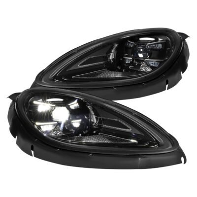 Fits 2015-2018 Porsche Macan 95B.1 Matrix Style LED Projector Headlights w/ DRL for non-Dynamic Function (Matte Black Housing / Glossy Black Accents / Clear Lens)