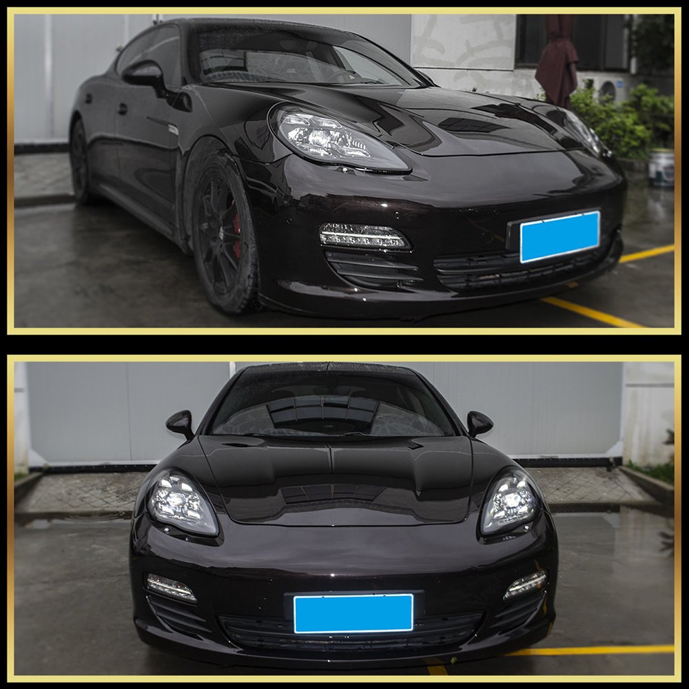 Fits 2010-2013 Porsche Panamera 970.1 LED Projector w/ DRL Headlights (Matte Black Housing / Glossy Black Accents / Clear Lens) - Image 8