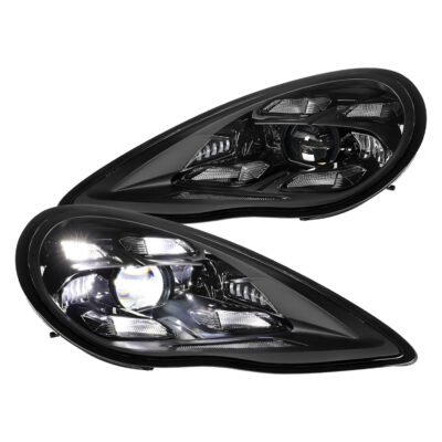 Fits 2010-2013 Porsche Panamera 970.1 LED Projector w/ DRL Headlights (Matte Black Housing / Glossy Black Accents / Clear Lens)