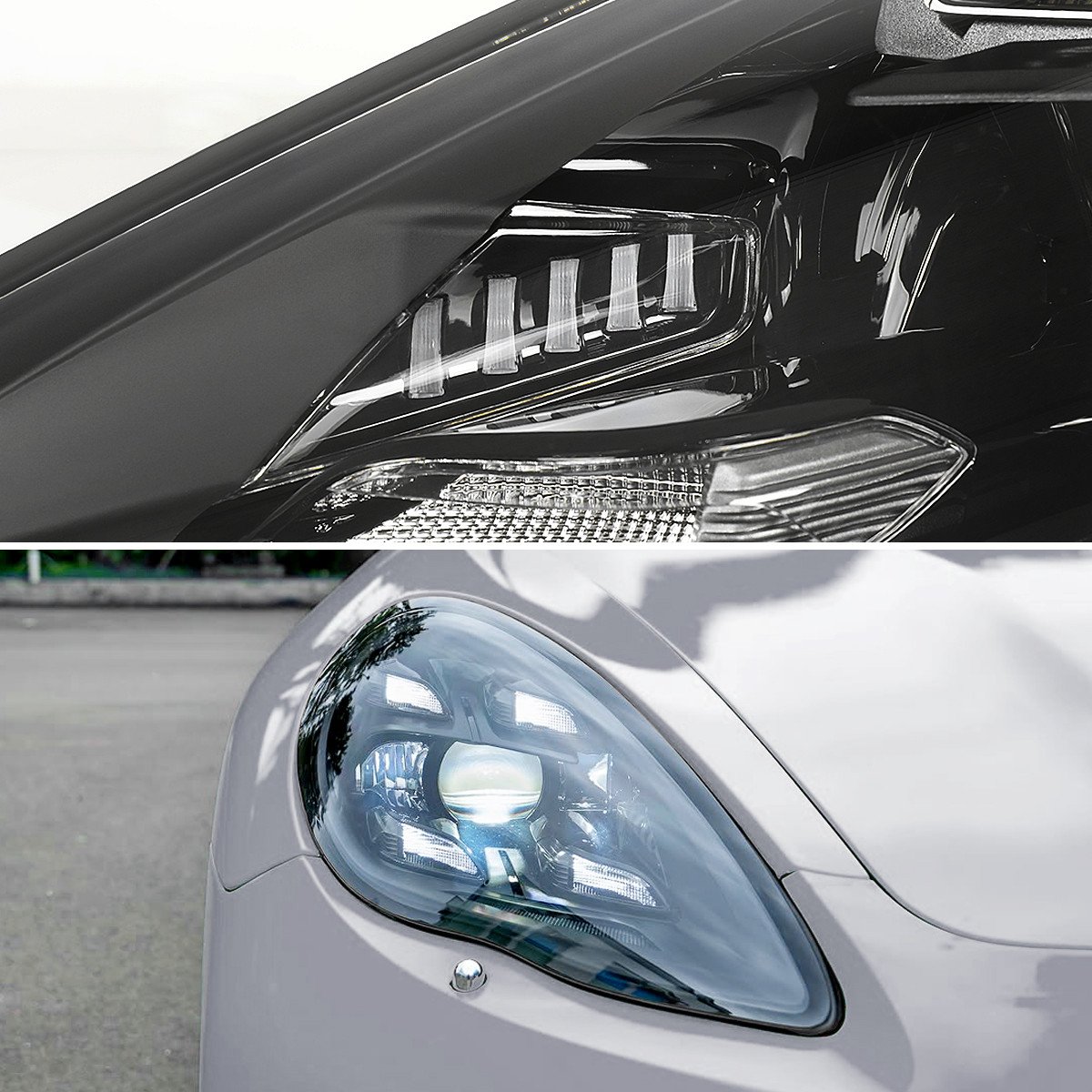 Fits 2010-2013 Porsche Panamera 970.1 LED Projector w/ DRL Headlights (Matte Black Housing / Glossy Black Accents / Clear Lens) - Image 3