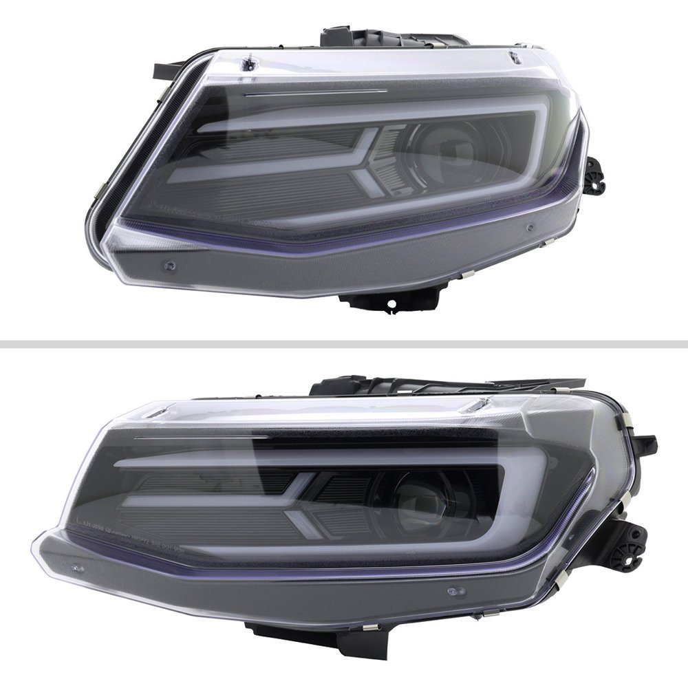 Fits 2016-2018 Chevrolet Camaro LED Strip Projector Headlights w/ Sequential Turn Signal Lights (Glossy Black Housing/Clear Lens) - Image 7