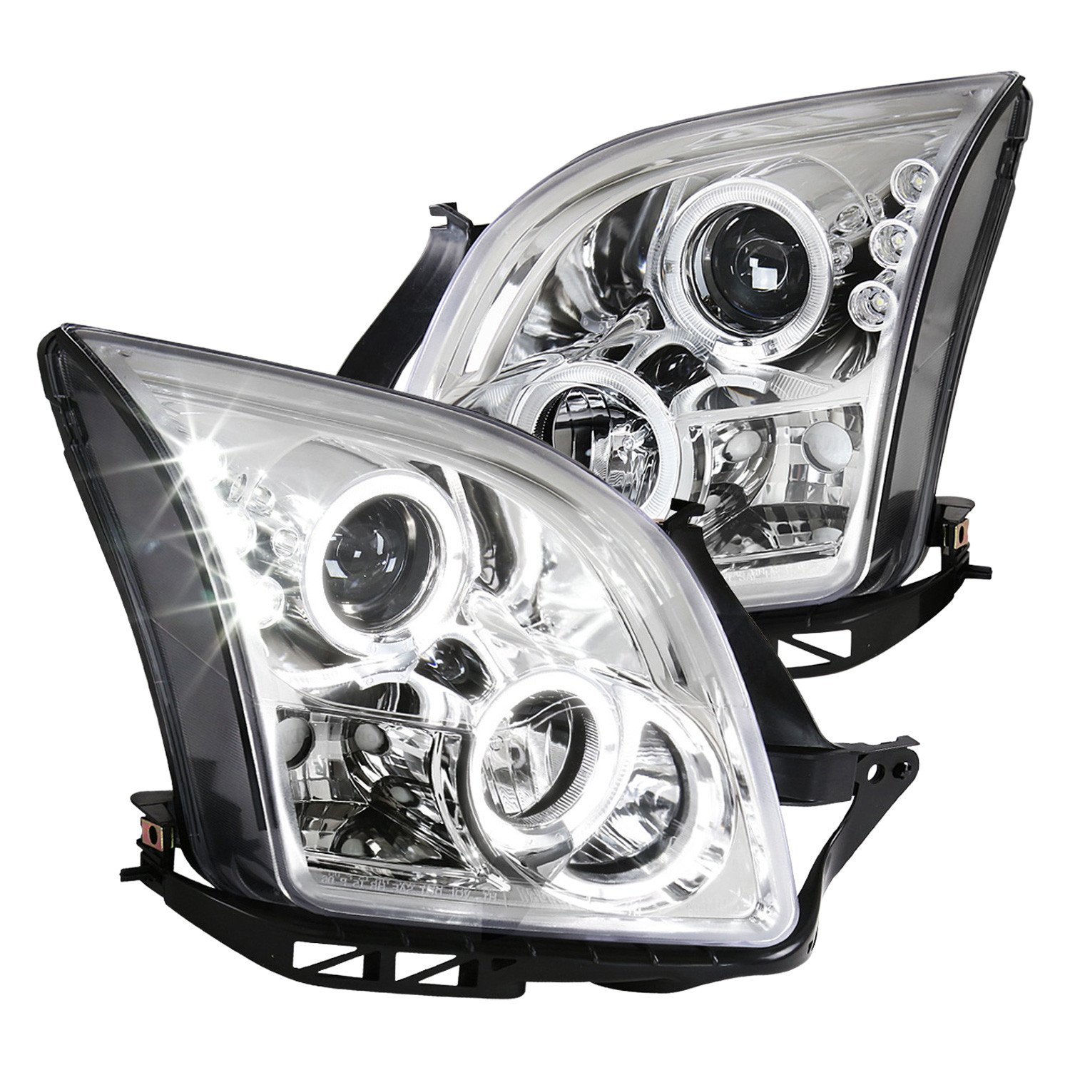 Fits 2006-2009 Ford Fusion Dual Halo Projector Headlights (Chrome Housing/Clear Lens)