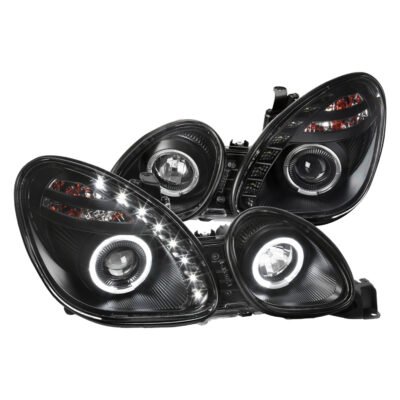 Fits 1998-2005 Lexus GS300/GS400/GS430 Halo Projector Headlights w/ SMD LED Light Strip (Matte Black Housing/Clear Lens)