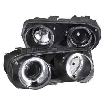 Fits 1994-1997 Acura Integra 3DR/4DR Dual Halo Projector Headlights (Matte Black Housing/Clear Lens)