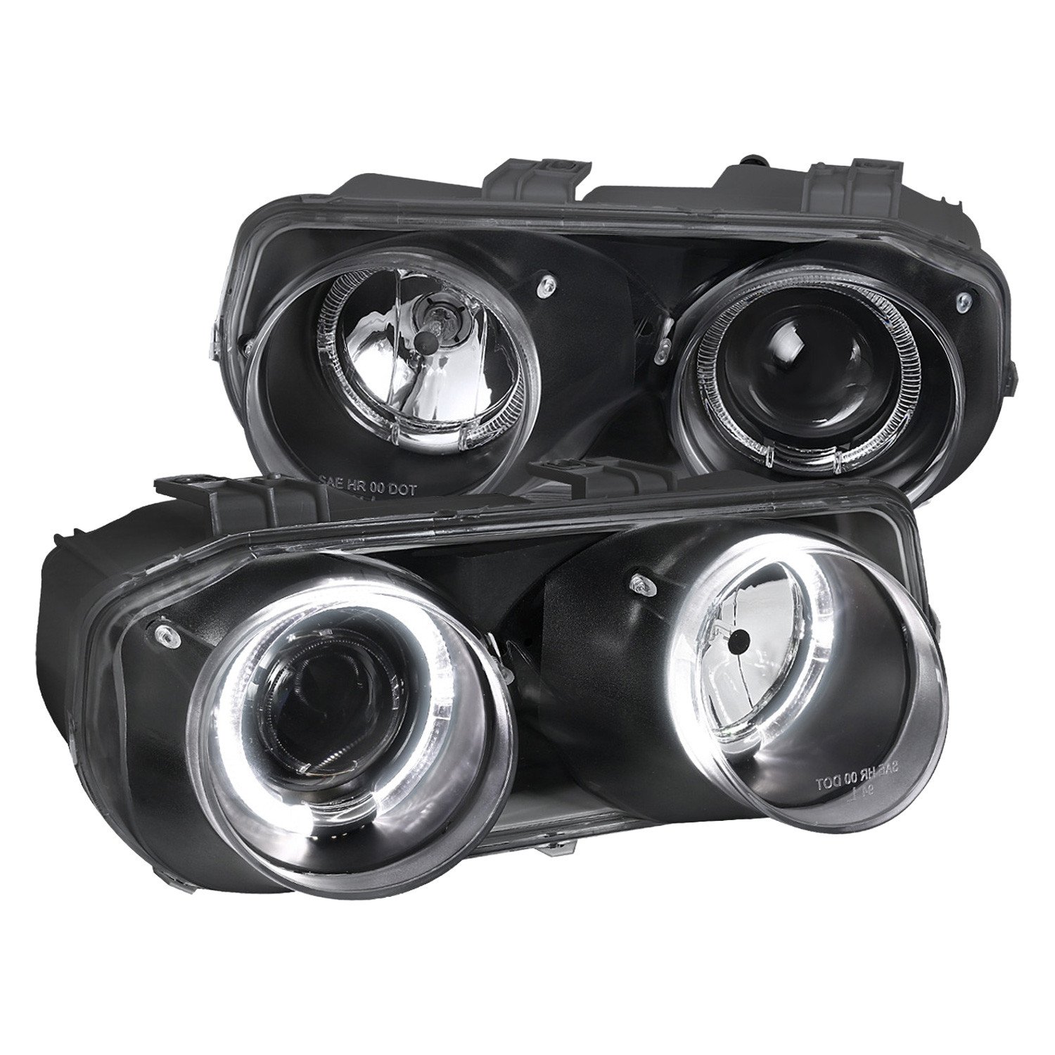 Fits 1994-1997 Acura Integra 3DR/4DR Dual Halo Projector Headlights (Matte Black Housing/Clear Lens)