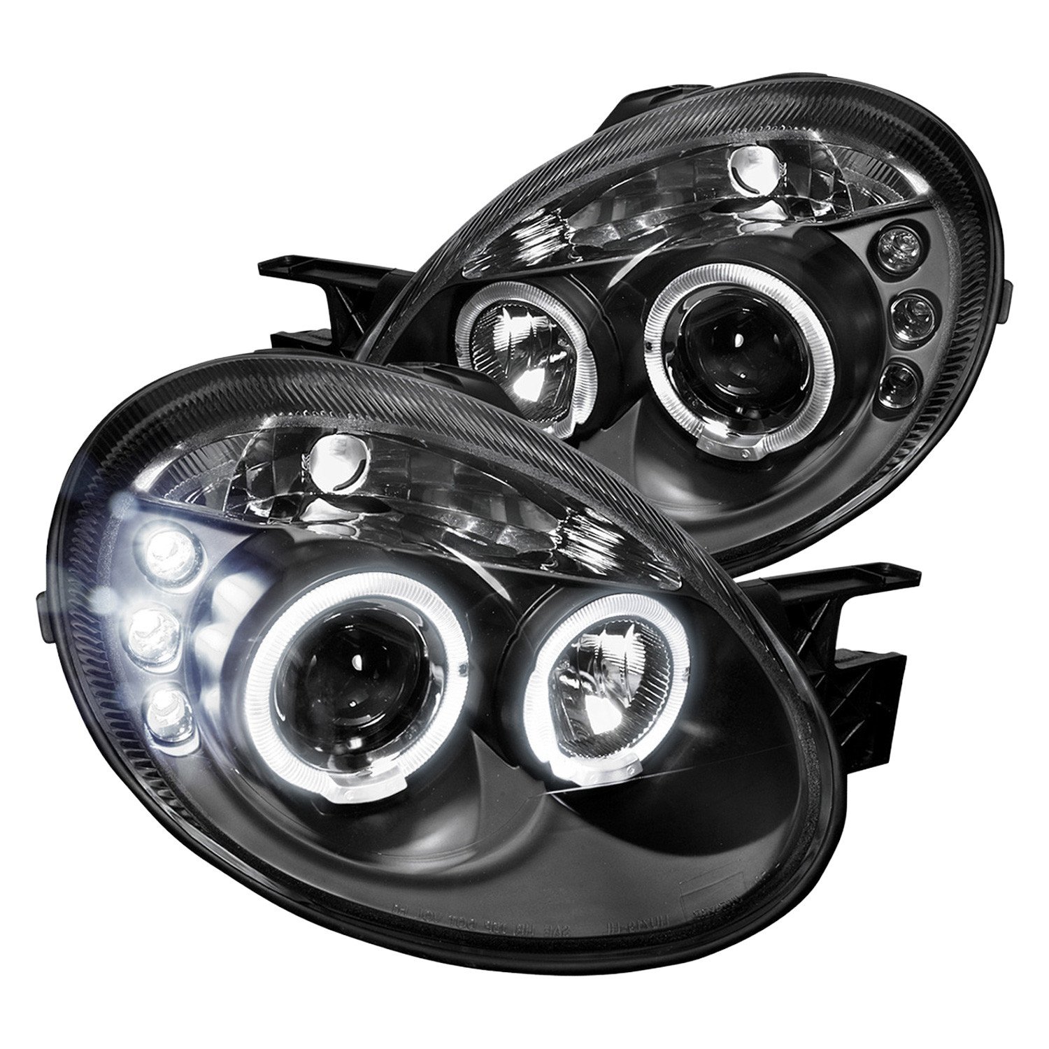 Fits 2003-2005 Dodge Neon Dual Halo Projector Headlights (Matte Black Housing/Clear Lens)