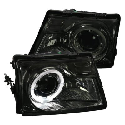 Fits 1998-2000 Ford Ranger Halo Projector Headlights (Chrome Housing/Smoked Lens)