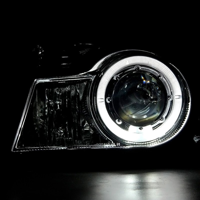 Fits 1998-2000 Ford Ranger Halo Projector Headlights (Chrome Housing/Smoked Lens) - Image 2